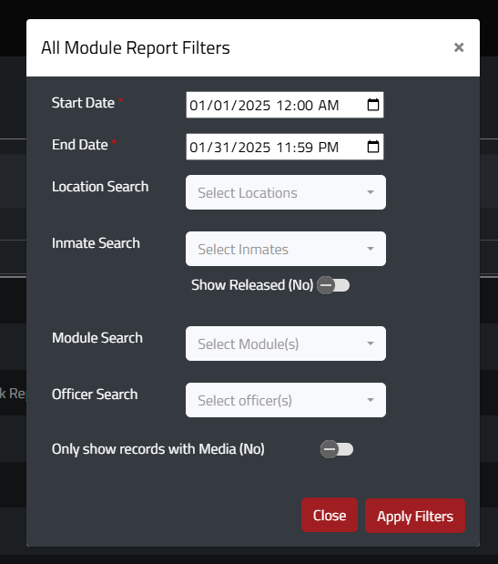 mission command all module report filters