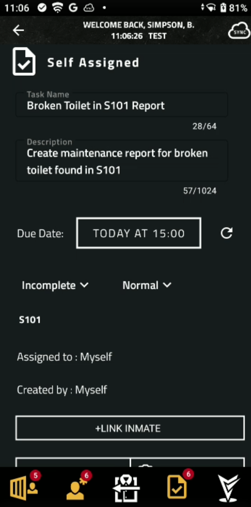 create a task on mobile command xr