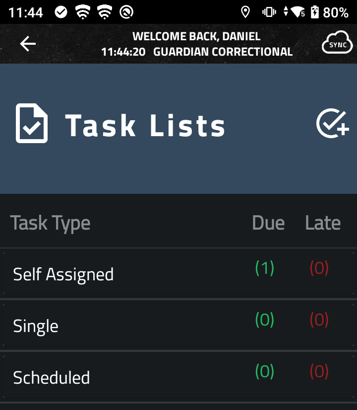 task list from mobile command xr tasks module