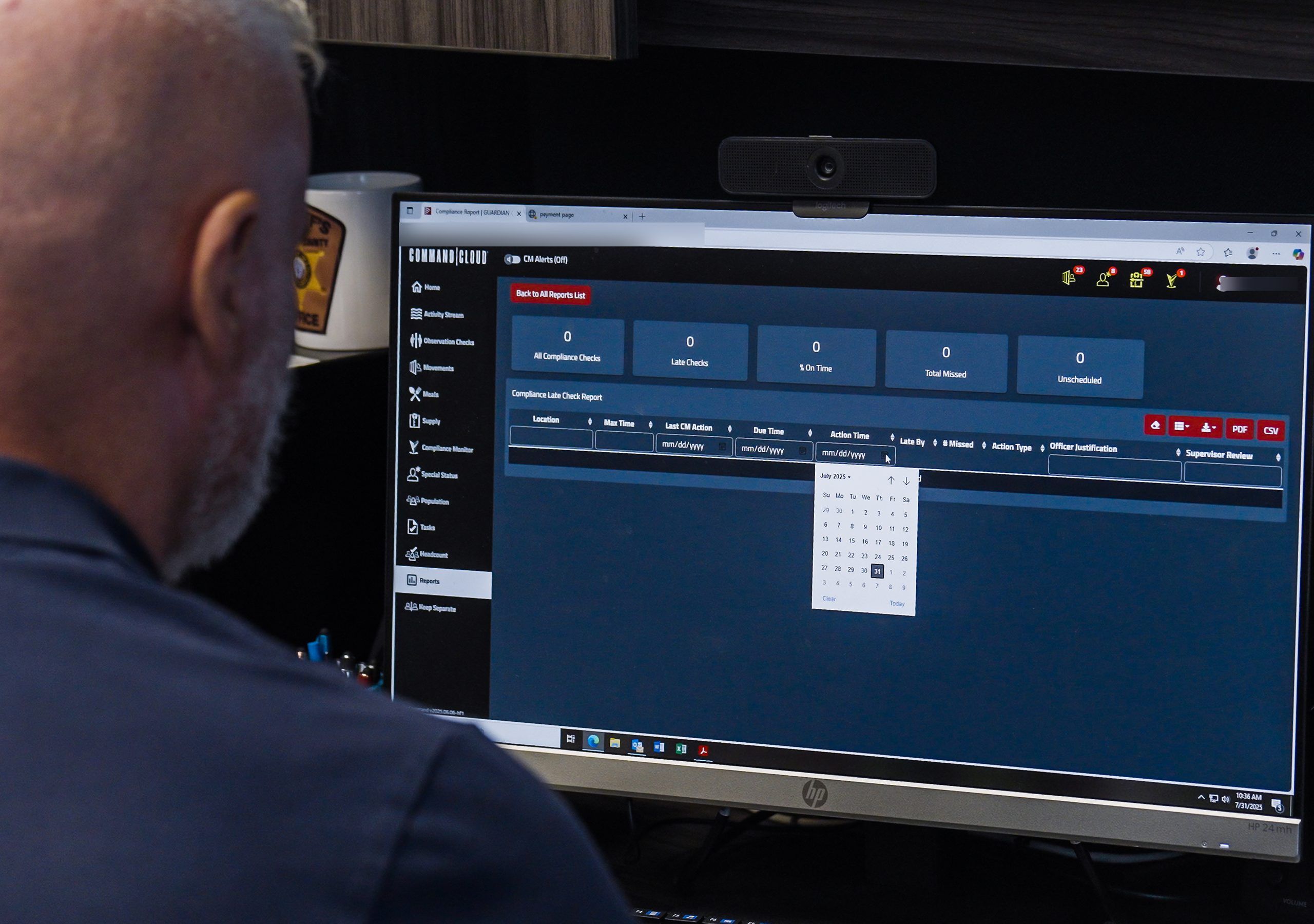 Exporting a Compliance Late Check report to PDF from Mission Command
